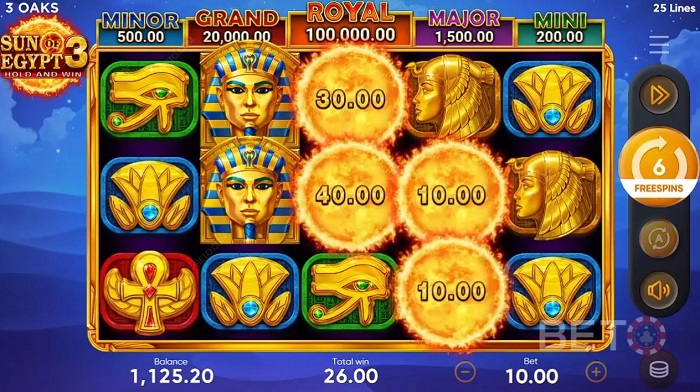 Revue de la slot Sun of Egypt 3 sur NineCasino